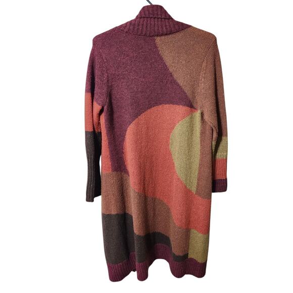 Chico's Stunning Color Blocked Biana Cardigan Sweater Duster Size 2 (18-20) Wool - Picture 7 of 8